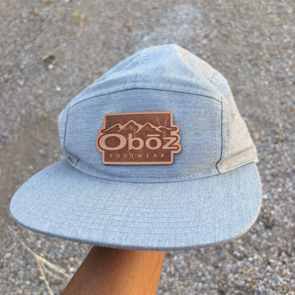 Oboz Footwear Light Blue Gray 5-PANEL Hat Hiking Gear Trail Cap